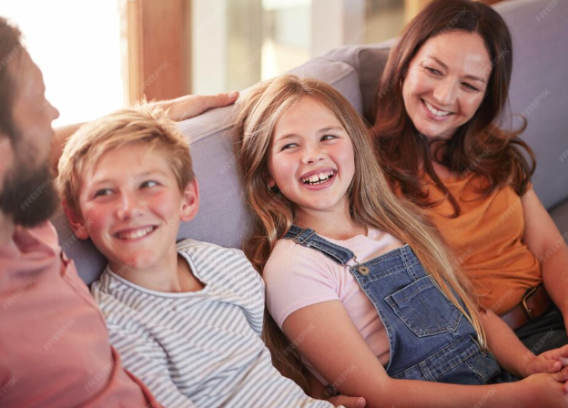 Parents avec leurs enfants dans un moment de proximité familiale